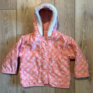 Vintage Gymboree Girls Reversible Pink Hooded Jacket-Hearts -Size -Sm 2-3 Years